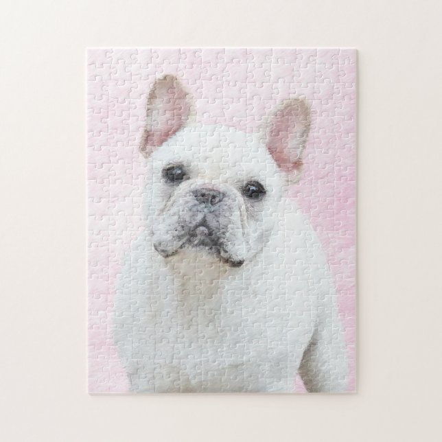 Quebra-cabeça Pintura de Bulldog Francês (Creme/Branco) - Arte C (Vertical)