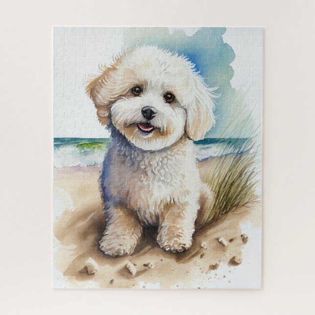 Quebra-cabeça Pintura de Cachorro Bichon Frise (Vertical)