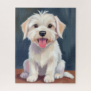 Quebra-cabeça Pintura de Cachorro Branco de Filhote Maltês