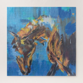 Quebra-cabeça Pintura de Cavalo Abstrato Azul