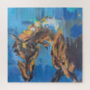 Quebra-cabeça Pintura de Cavalo Abstrato Azul