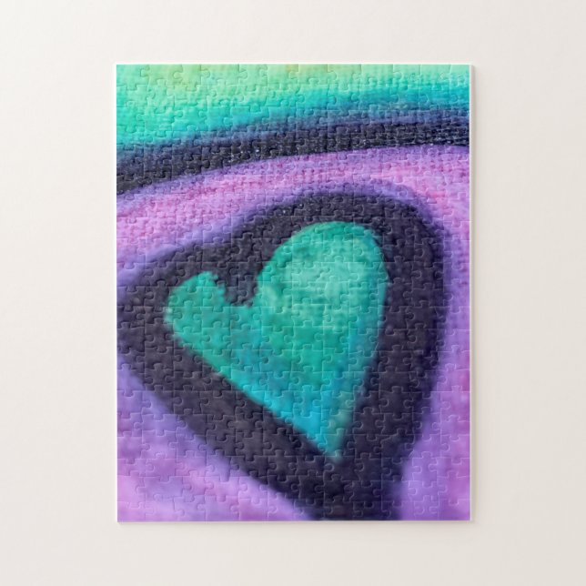 Quebra-cabeça Pintura de Coração Azul-Verde (Vertical)