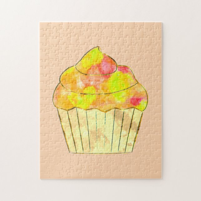 Quebra-cabeça Pintura de Cupcake em Aquarela  (Vertical)
