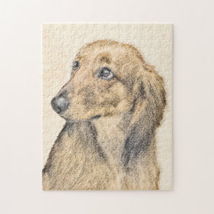 Quebra-cabeça Pintura de Dachshund (Longhaired) - Arte de Cão Or