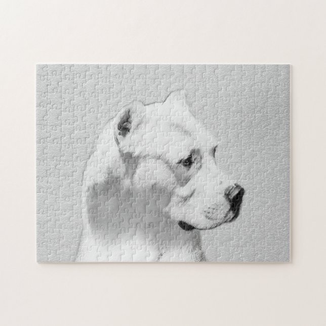 Quebra-cabeça Pintura de Dogo Argentino - Arte de Cachorro Origi (Horizontal)