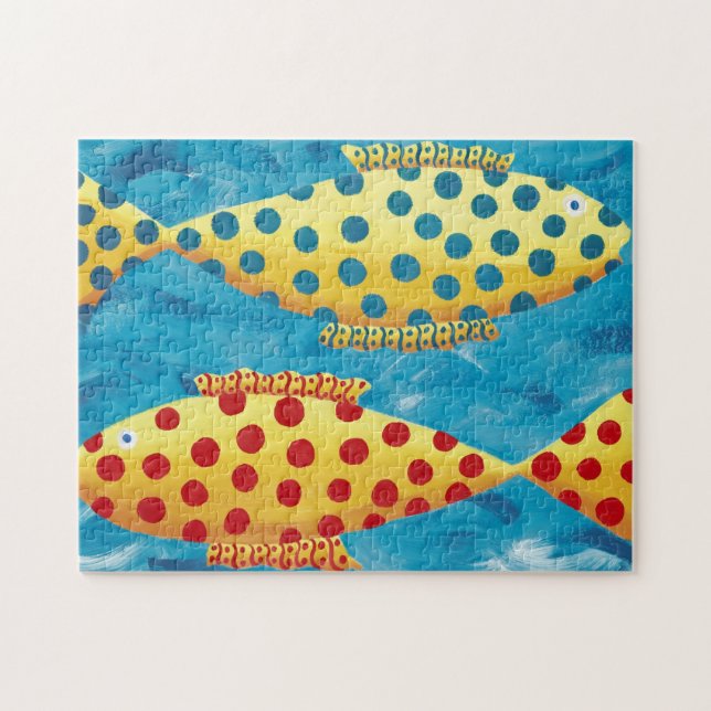 Quebra-cabeça Pintura de Dois Peixes Malhados (Horizontal)