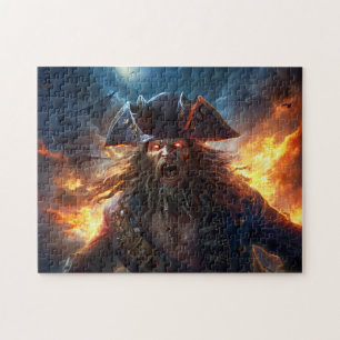 Quebra-cabeça Pintura de Fantasia Pirata Flamejante em Cena de B