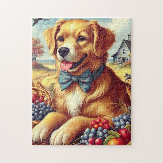 Quebra-cabeça Pintura de Fazenda Cachorro (Vertical)