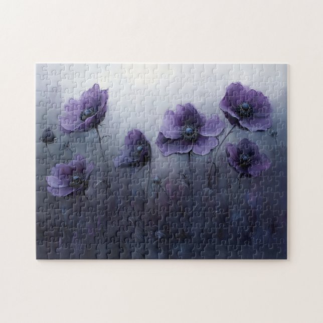 Quebra-cabeça Pintura de Flores Roxas Góticas (Horizontal)