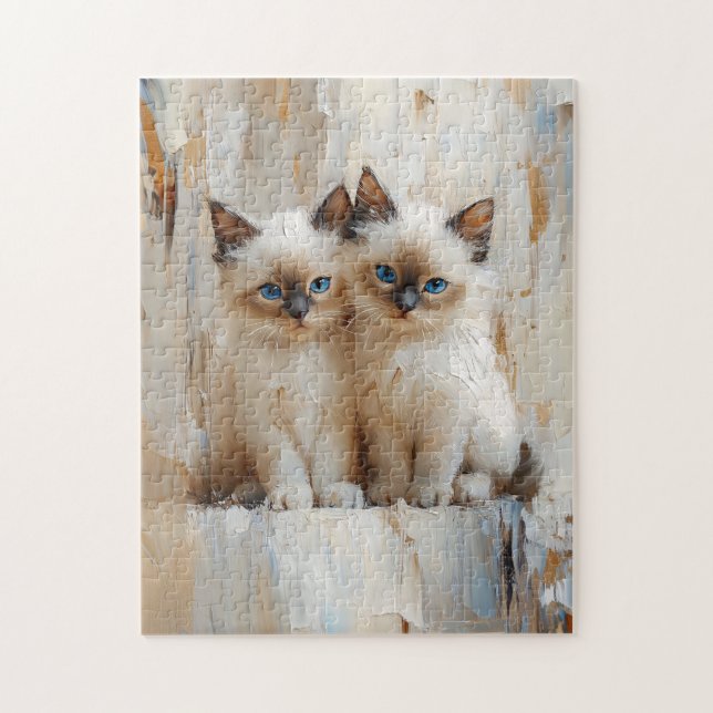 Quebra-cabeça Pintura de Gatinhos Siameses Cujos (Vertical)