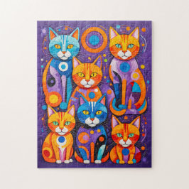 Quebra-cabeça Pintura de Gatos Geométricos Abstratos
