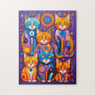 Quebra-cabeça Pintura de Gatos Geométricos Abstratos