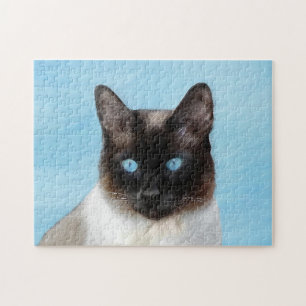 Quebra-cabeça Pintura de Gatos Siameses - Arte de Gato Original