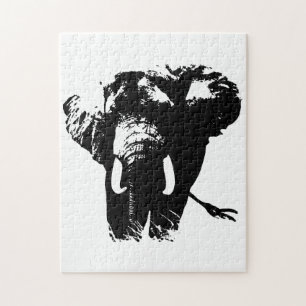 Quebra-cabeça Pintura de ilustração animal de elefante branco 