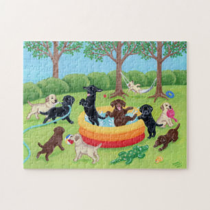 Quebra-cabeça Pintura de Labradors do divertimento do verão