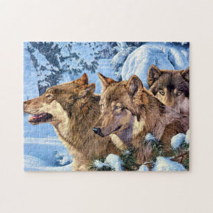 Quebra-cabeça Pintura de lobos vermelhos
