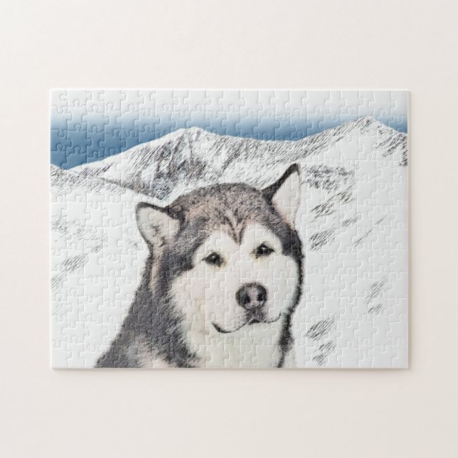 Quebra-cabeça Pintura de Malamute no Alasca - Arte de Cachorro O (Horizontal)