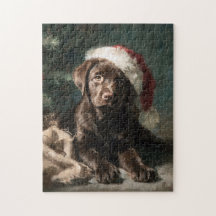 Pintura de Natal de Cachorrinho Labrador Chocolate