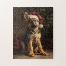 Pintura de Natal de Cachorrinho Pastor Alemão