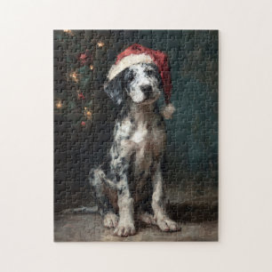 Quebra-cabeça Pintura de Natal de Cachorro Catahoula Leopard Dog