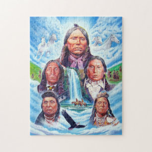 Quebra-cabeça Pintura de Nativos Americanos Chefes Indígenas Fam