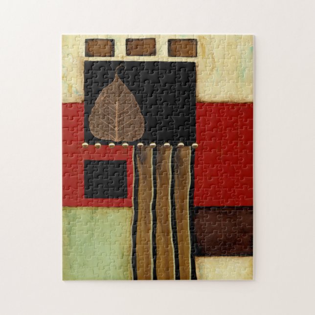 Quebra-cabeça Pintura de painel multicolorido com folha marrom (Vertical)