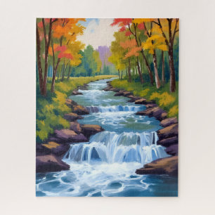 Quebra-cabeça Pintura de Paisagem Natural de Cachoeira