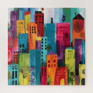 Quebra-cabeça Pintura de Paisagem Urbana Abstrata