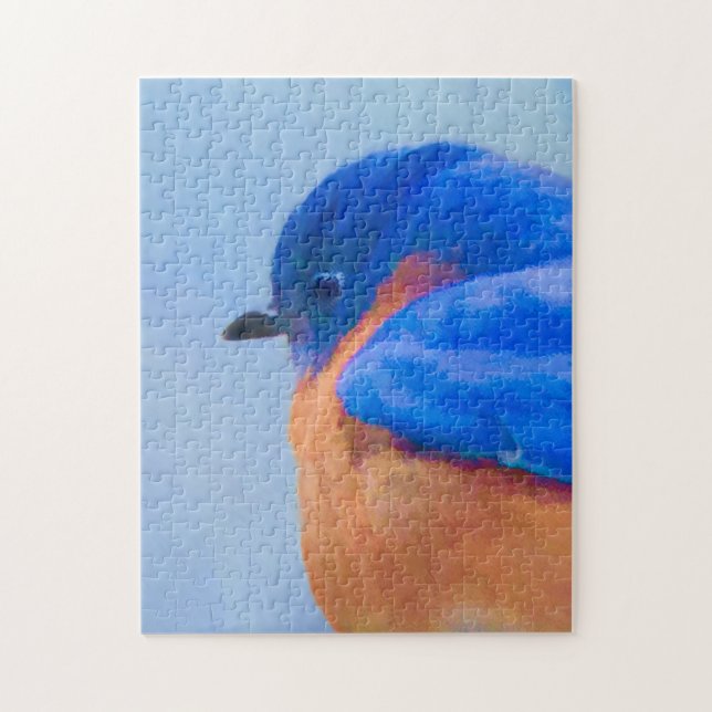 Quebra-cabeça Pintura de Pássaro Azul - Arte de Pássaro Original (Vertical)