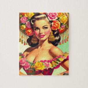 Quebra-cabeça Pintura de Pinos-up de Beleza Vintage