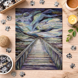 Quebra-cabeça Pintura de Ponte de Madeira em Paisagem Escandinav