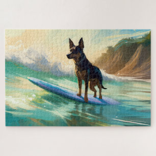 Quebra-cabeça Pintura de surf em praia australiana Kelpie