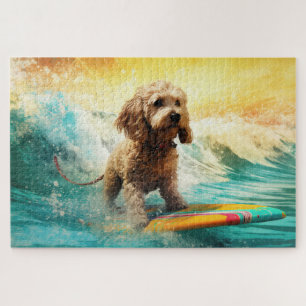 Quebra-cabeça Pintura de surf em praia em Cockapoo