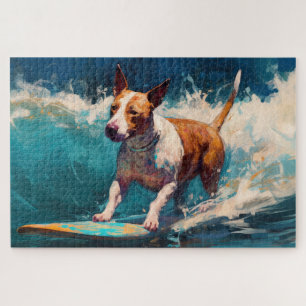 Quebra-cabeça Pintura de Surf na Praia de Bull Terrier