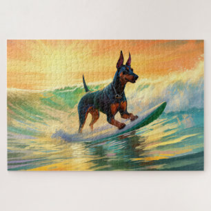 Quebra-cabeça Pintura de surfe na praia do Doberman