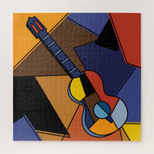 Quebra-cabeça Pintura De Surrealismo De Guitarra Cubista.