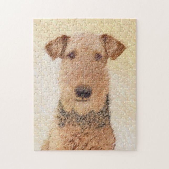 Quebra-cabeça Pintura de Terrier Airedale - Arte original cômoda (Vertical)