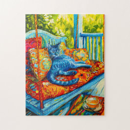 Quebra-cabeça Pintura de um Cat Grooming em Swing
