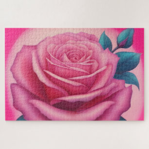 Quebra-cabeça Pintura de uma rosa-rosa-néon
