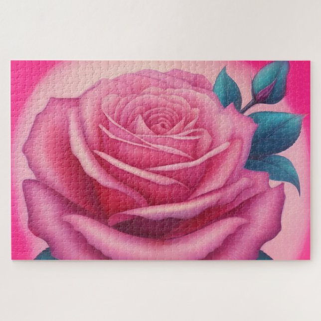 Quebra-cabeça Pintura de uma rosa-rosa-néon (Horizontal)