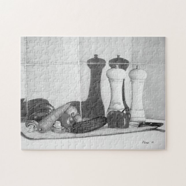 Quebra-cabeça pintura de vegetais com vida morta em conselho de  (Horizontal)