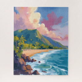 Quebra-cabeça Pintura de Viagem da Costa das Montanhas de Fiji