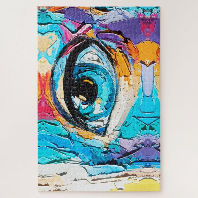 Quebra-cabeça Pintura Digital Abstrata a Óleo de Olhos Bonitos (Vertical)