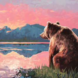 Quebra-cabeça Pintura do Lago Urso Grizzly