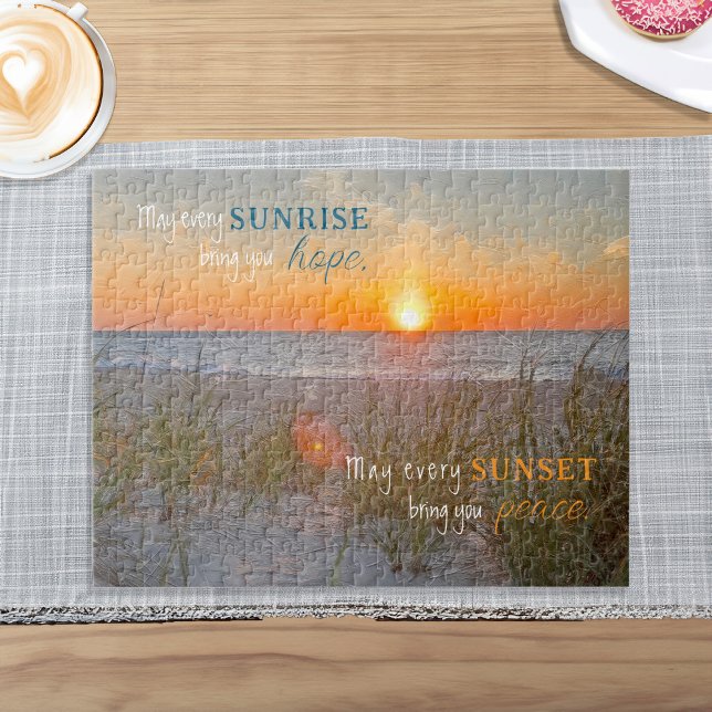 Quebra-cabeça Pintura do nascer do sol com aspas inspiradoras (Inspirational Quote Sunrise Painting Jigsaw Puzzle)