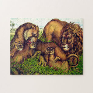 Quebra-cabeça Pintura do orgulho do leão do vintage