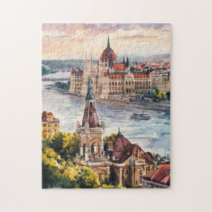 Quebra-cabeça Pintura em aquarela antiga Budapeste Hungria