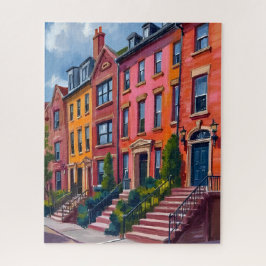 Quebra-cabeça Pintura em Aquarela da Rua da Cidade com Brownston