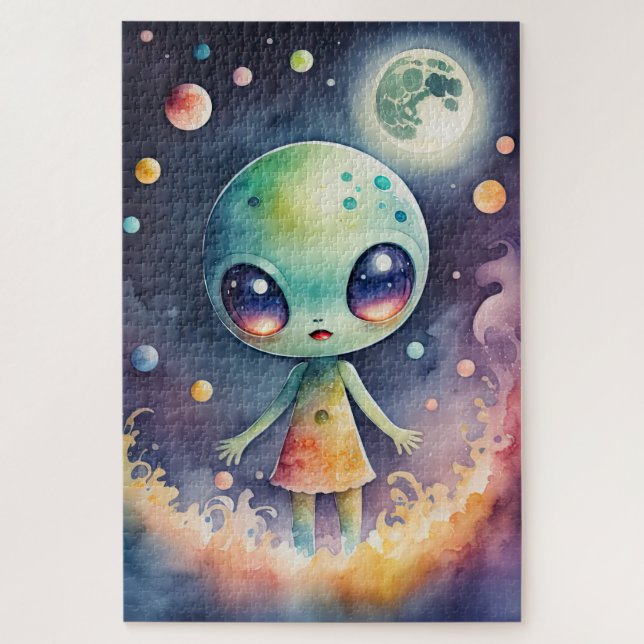 Quebra-cabeça Pintura em aquarela de Alienígena Chibi (Vertical)