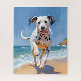 Quebra-cabeça Pintura em Aquarela de Cachorro Dálmata na Praia